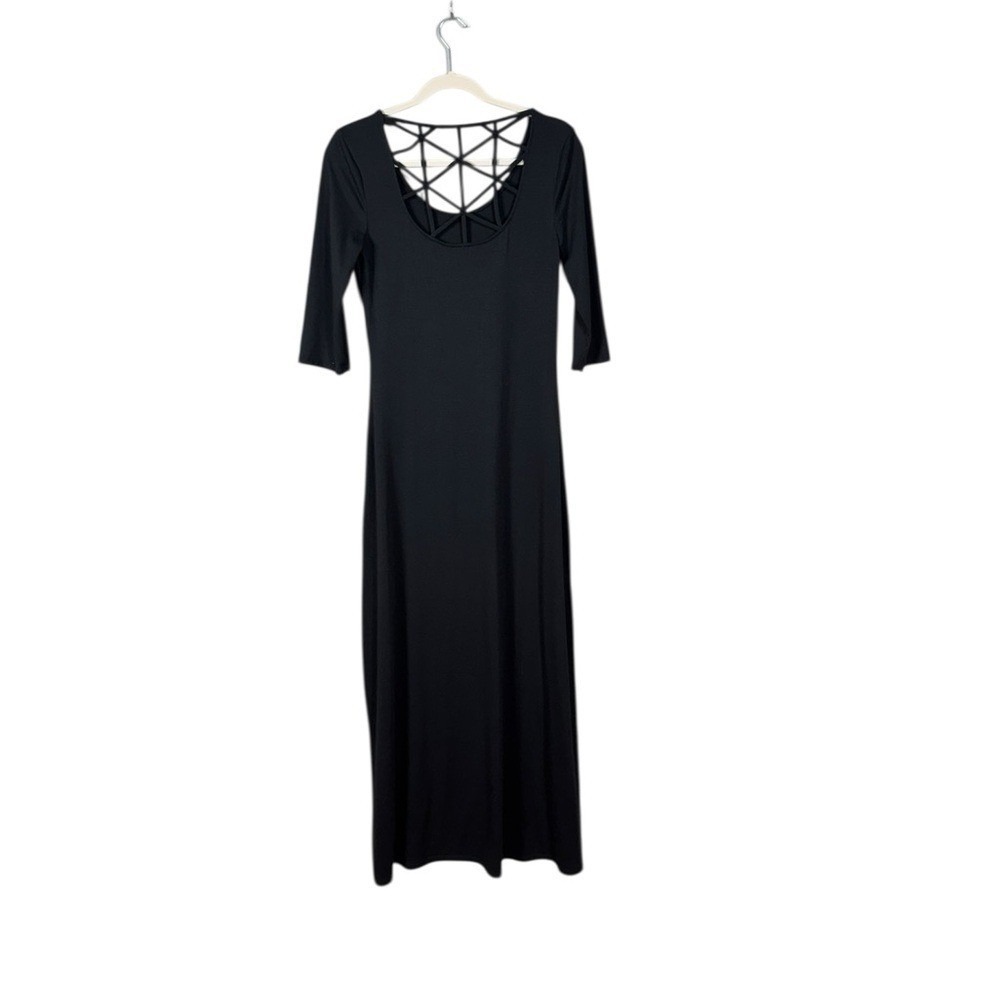 Womens Maxi Black Dress Size Small Resort Minimalist Clean Girl Capsule Staple - Picture 5 of 7